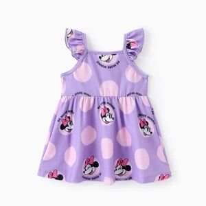 PatPat Purple and Pink Minnie Mouse Ruffled Sleeve Dress 3-6 months NWT
